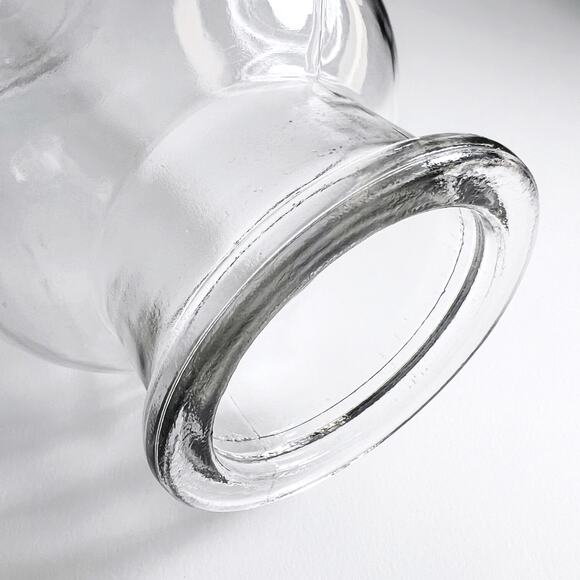 Vintage Pressed Clear Glass Wide Neck Rolled Rim Chunky Bottle Vase (EUC) - Picture 5 of 8